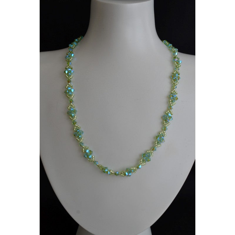 Crystal necklace, peridot ab2x