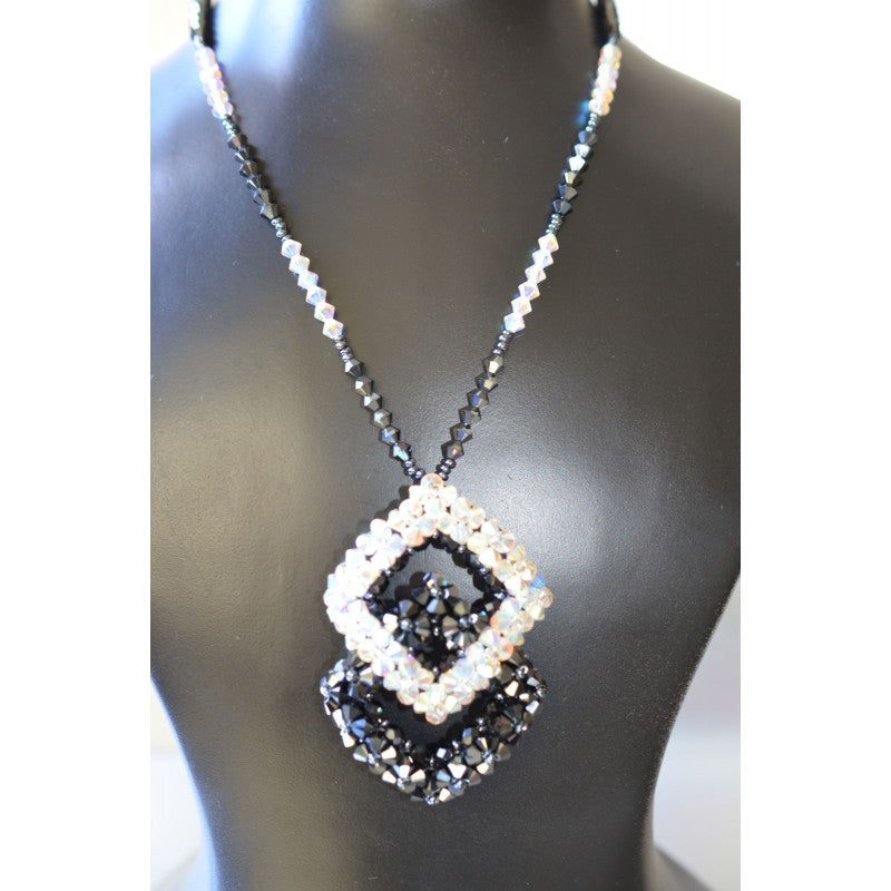 Large hematite diamond necklace 2x and crystal ab2x