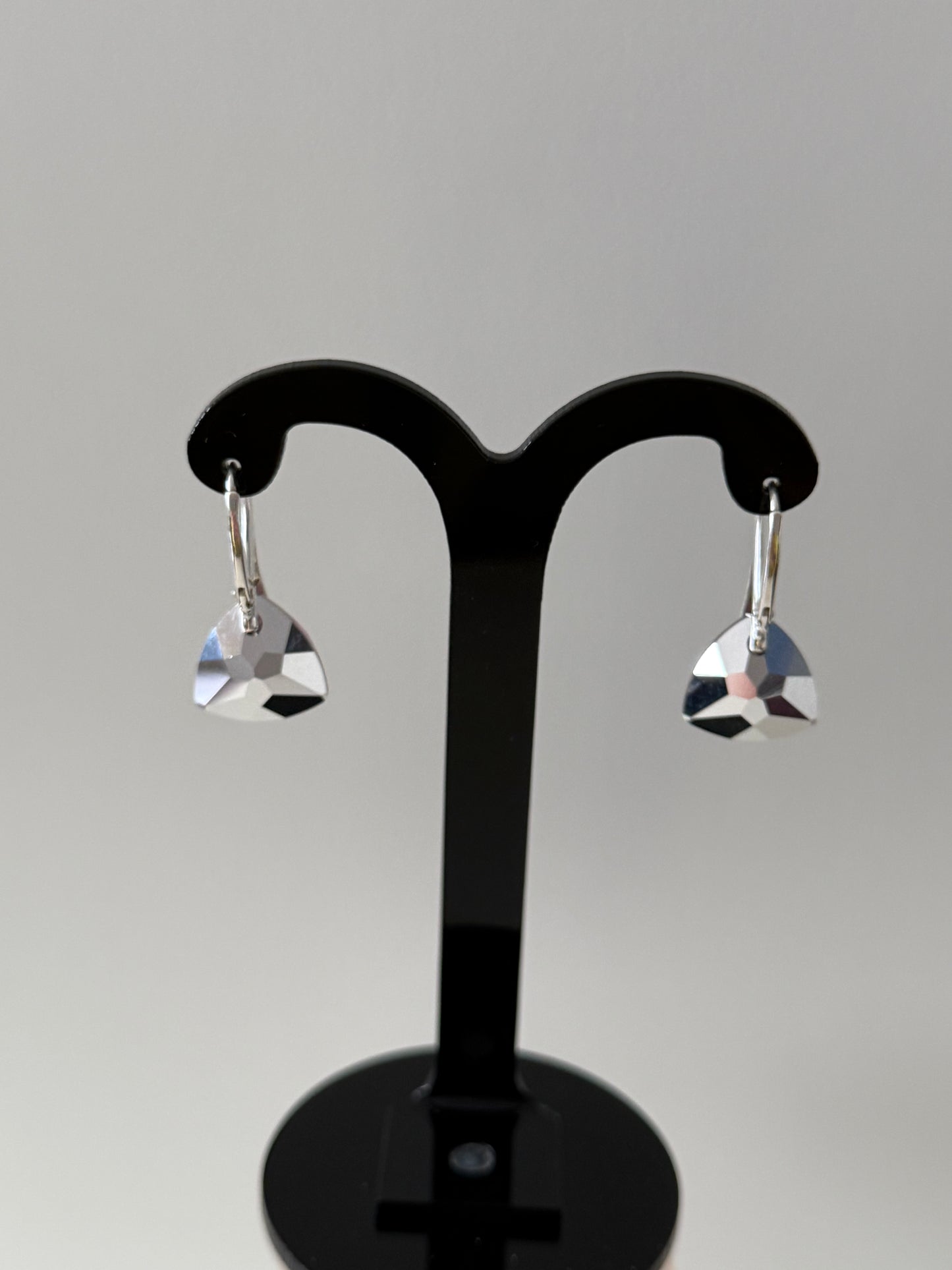 Boucles d’oreilles cristal , argent 925, chic, Trilliant Cut Pendentif Light Rose, Rose
