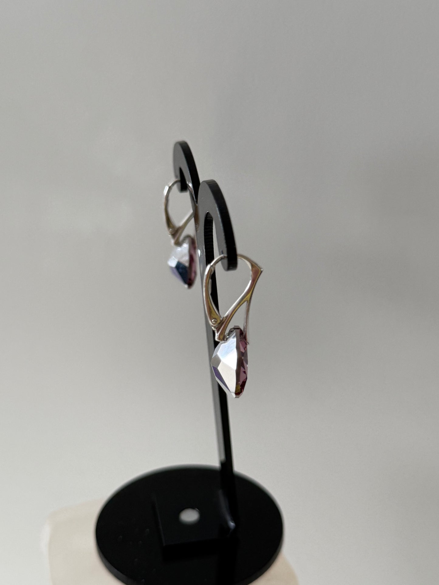 Boucles d’oreilles cristal , argent 925, chic, Trilliant Cut Pendentif Light Rose, Rose