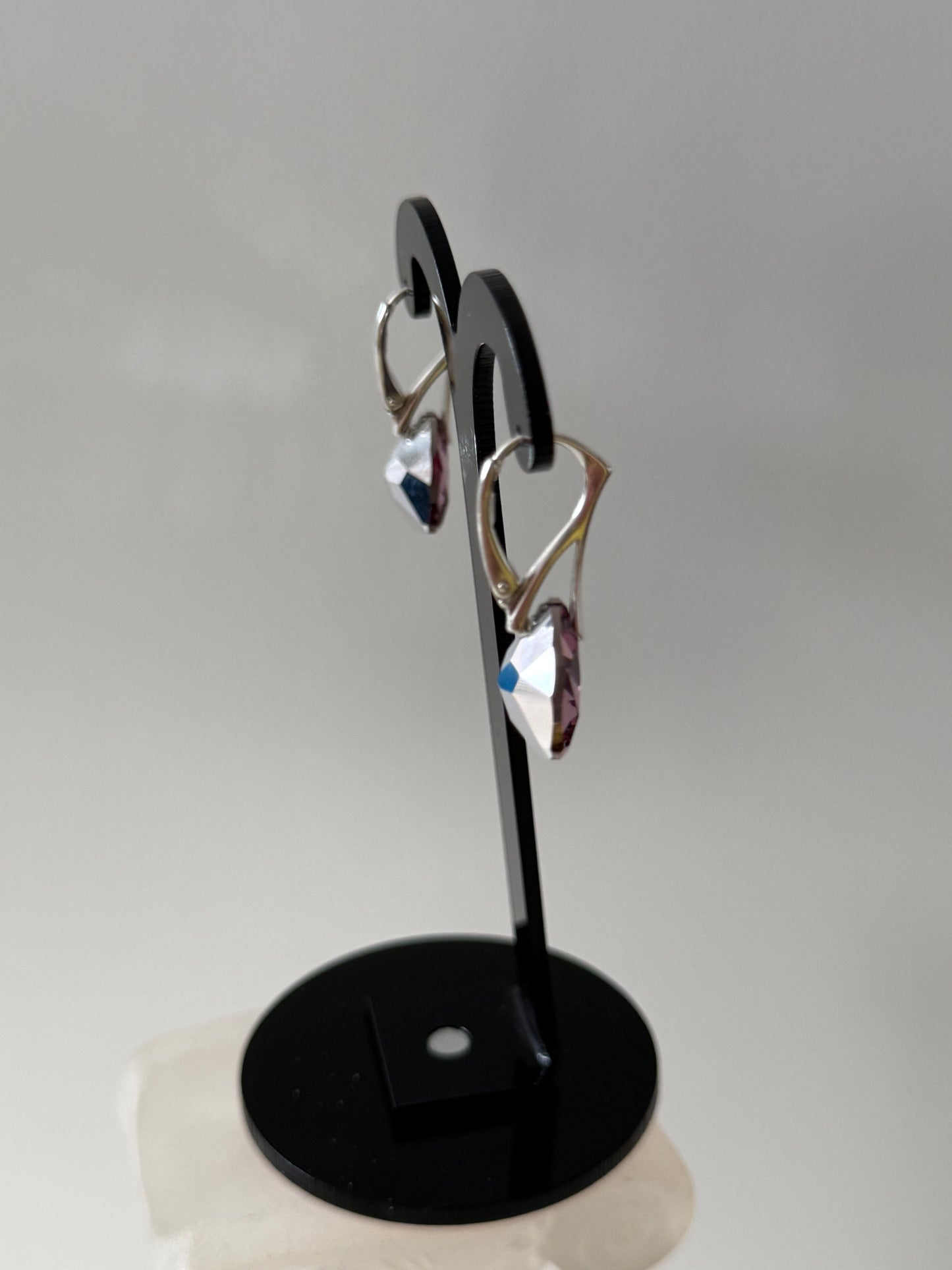 Boucles d’oreilles cristal , argent 925, chic, Trilliant Cut Pendentif Light Rose, Rose