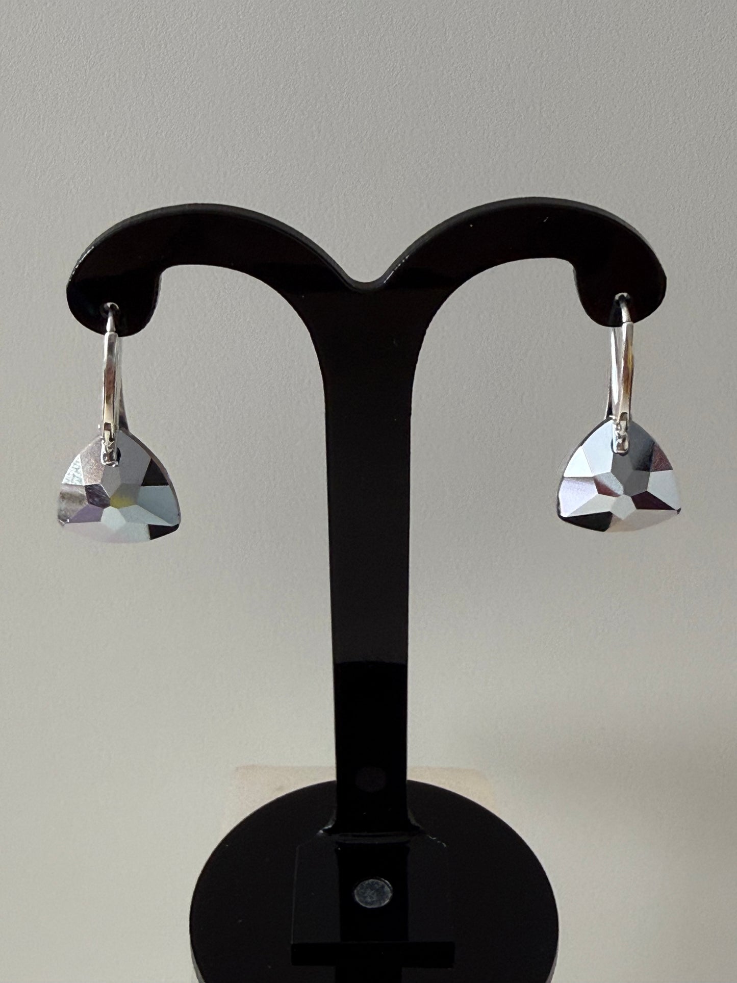 Boucles d’oreilles cristal , argent 925, chic, Trilliant Cut Pendentif Sapphire Vitrail Light, Bleu