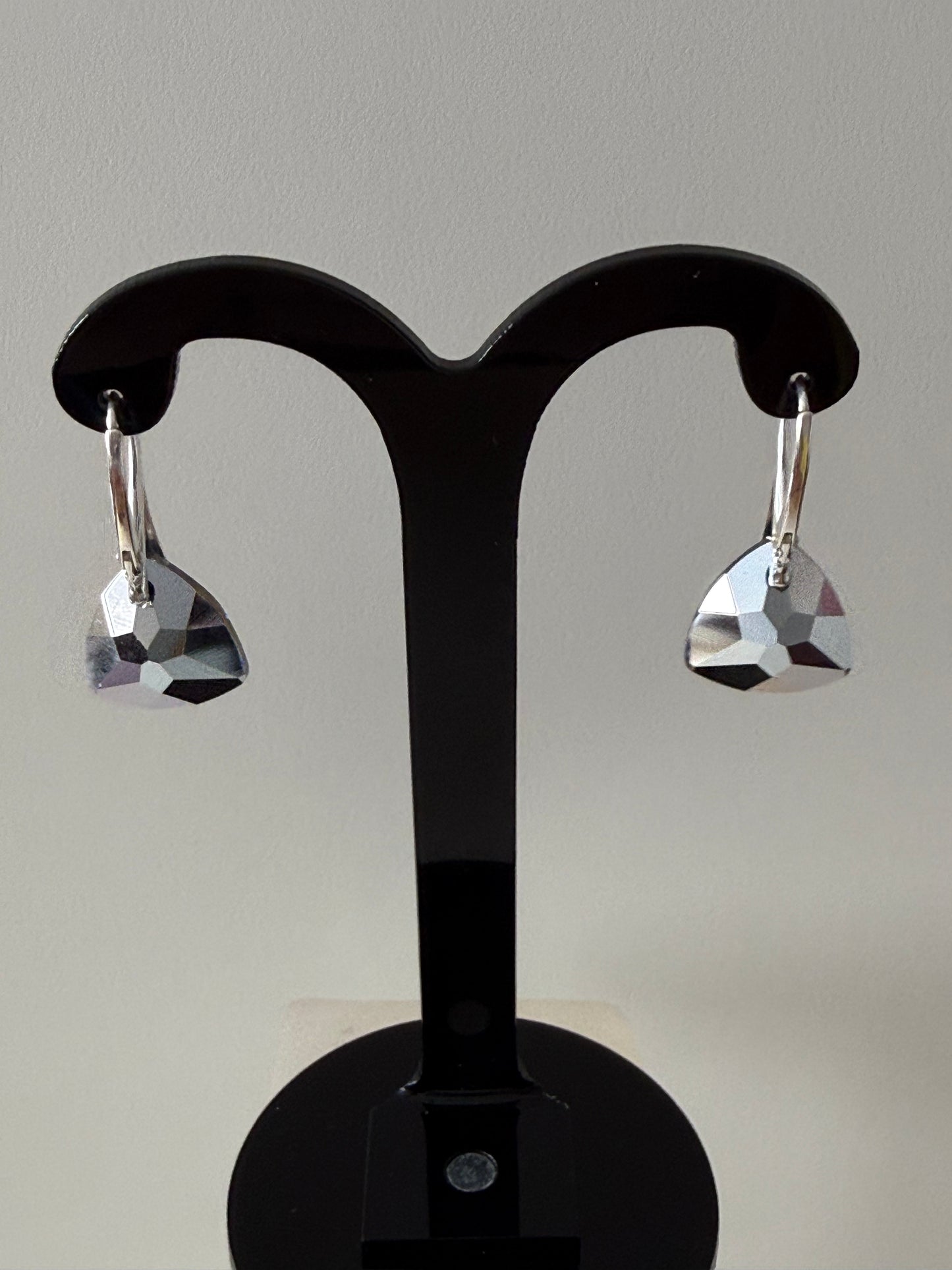 Boucles d’oreilles cristal , argent 925, chic, Trilliant Cut Pendentif Sapphire Vitrail Light, Bleu