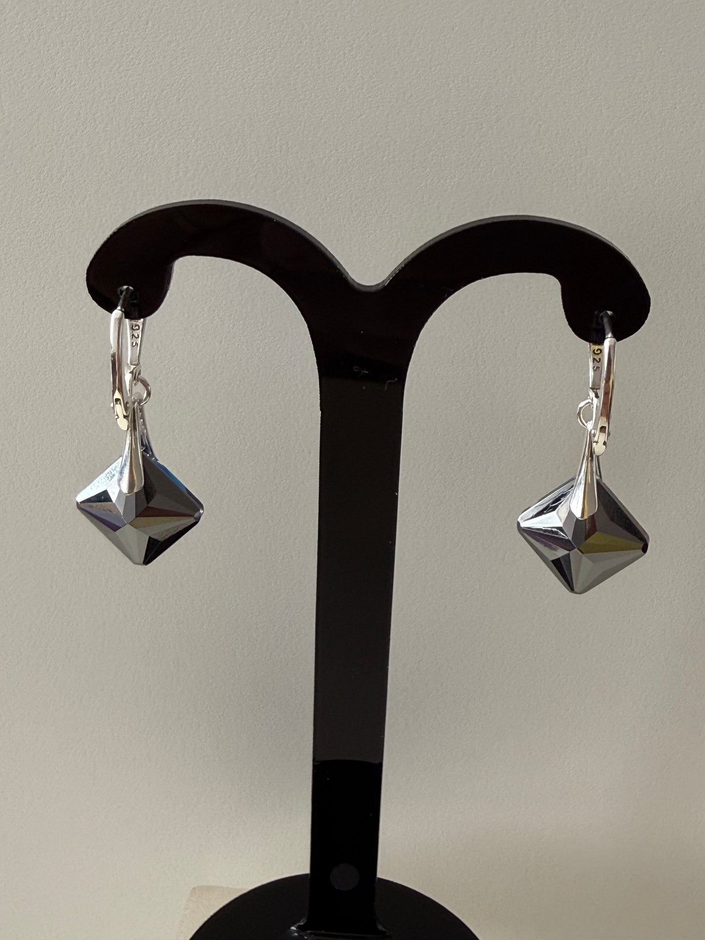 Boucles d’oreilles cristal , argent 925, chic, Princess Cut Pendentif Bermuda Blue, bleu