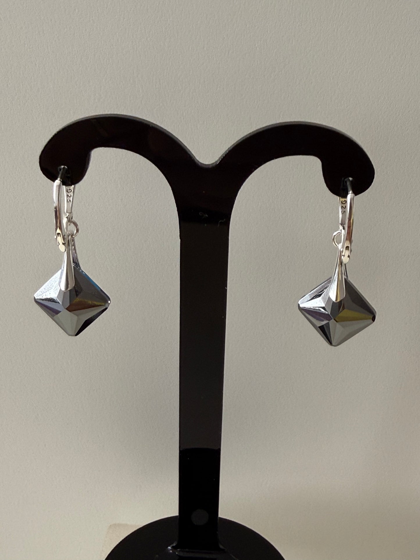 Boucles d’oreilles cristal , argent 925, chic, Princess Cut Pendentif Bermuda Blue, bleu