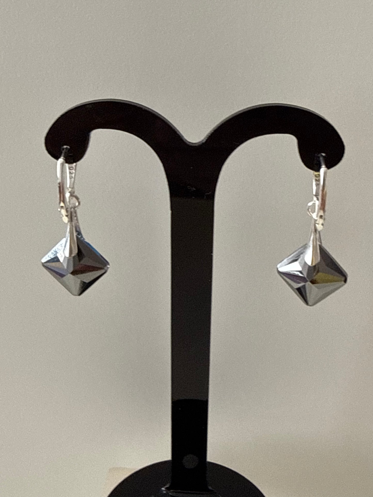 Boucles d’oreilles cristal , argent 925, chic, Princess Cut Pendentif Bermuda Blue, bleu