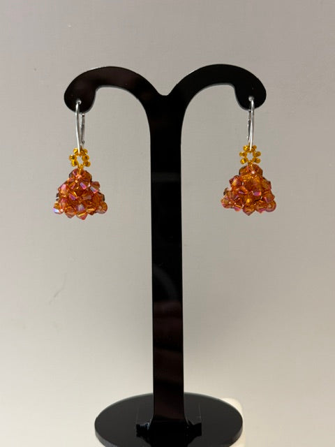 Boucles d'oreilles cristal, chic, bijou luxe, argent 925, cristal astral pink
