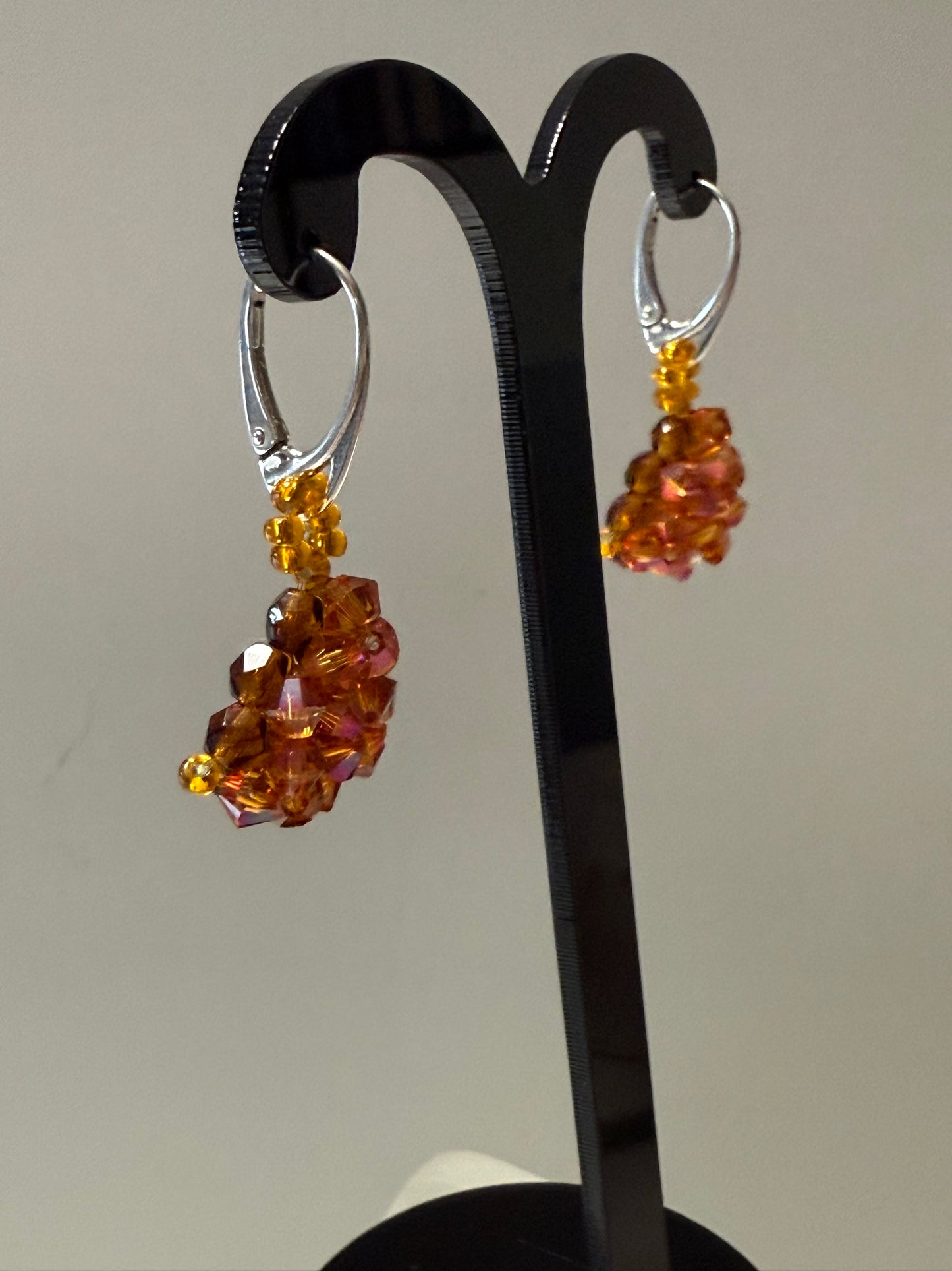 Boucles d'oreilles cristal, chic, bijou luxe, argent 925, cristal astral pink