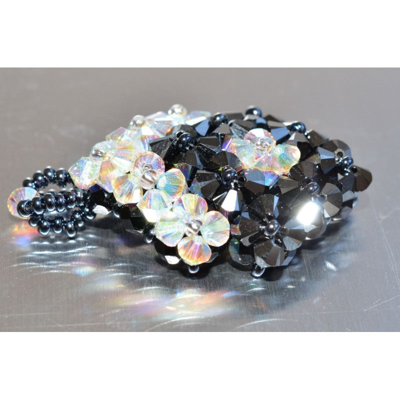 Pendentif cristal, losanges crystal ab2x et hématite 2x