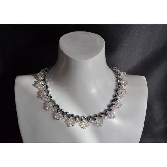 Crystal choker, crystal ab2x, light chrome 2x