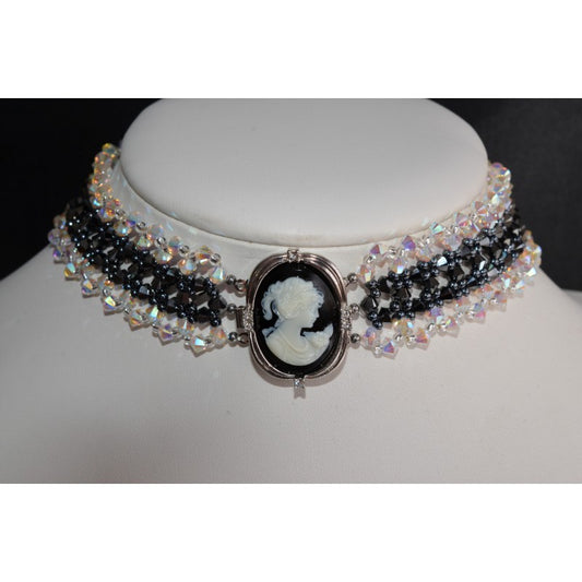 Crystal choker, extra-large, ab2x crystal, hematite