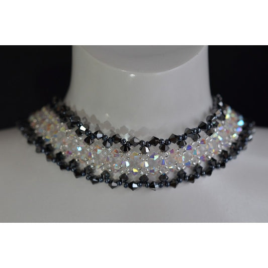 Crystal choker, extra-large, ab2x crystal, 2x hematite, women's jewelry