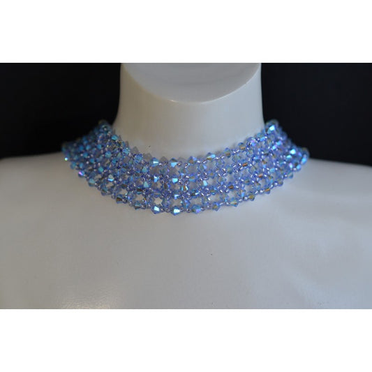 Crystal choker, extra-large, light sapphire ab2x, women's jewelry