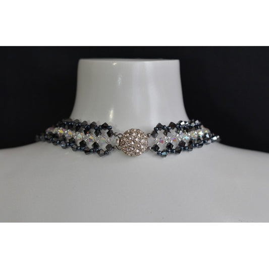 Crystal choker, woman, crystal ab2x, fashion jewelry, hematite 2x