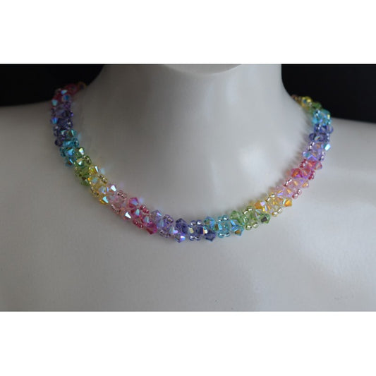 Crystal choker, multi-colored, fashion jewelry, rainbow, woman