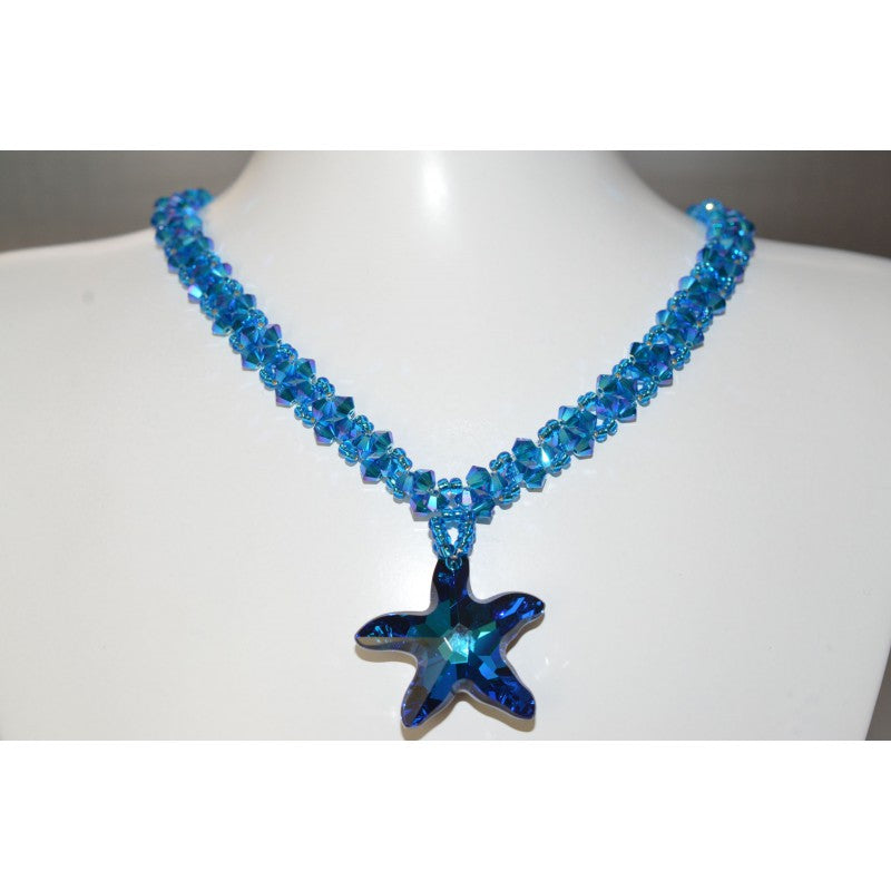 Crystal choker, Starfish, Bermuda blue