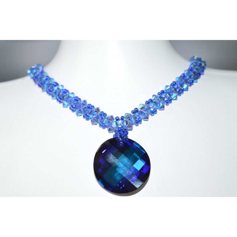 Crystal choker, Twist bermuda blue, sapphire ab2x