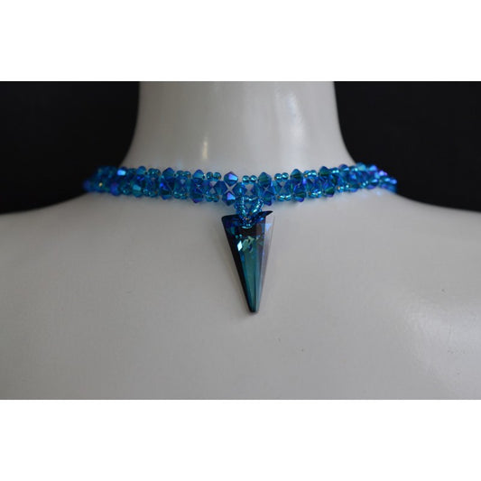 Crystal choker, chic, luxury jewelry, Spike Bermuda blue, capri blue ab2x