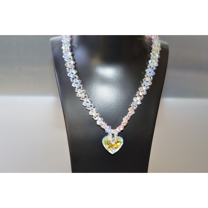Crystal choker, crystal ab, crystal ab2x, heart pendant