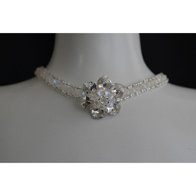 Crystal choker, flower, crystal comet silver, "For life"