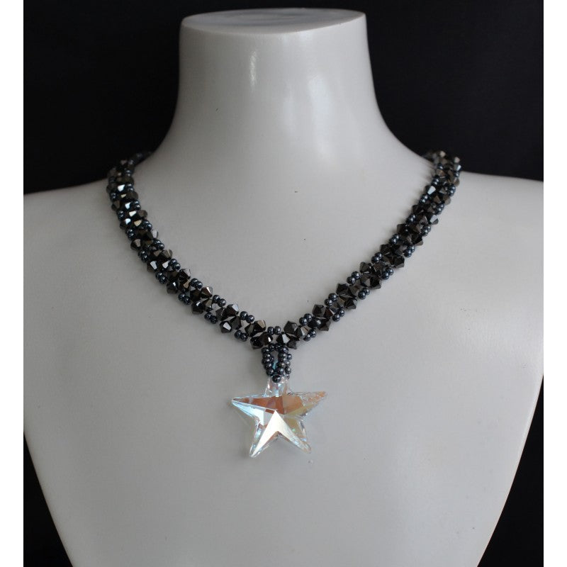 Ras du cou en cristal, hématite 2x,  Etoile, crystal blue ab