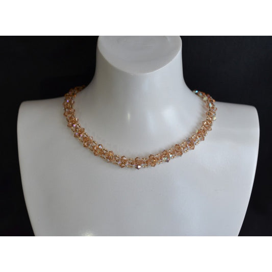 Crystal choker, light colorado topaz ab, fashion jewelry, rainbow, woman, light brown