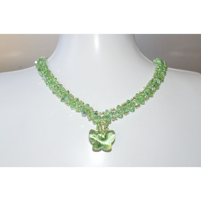 Crystal choker, butterfly, peridot ab