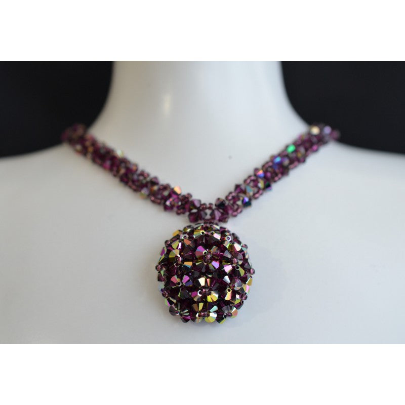 Crystal choker, fuschia electra pendant