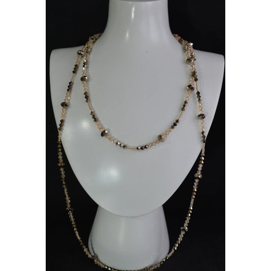 Crystal necklace, crystal golden shadow, metallic gold 2x