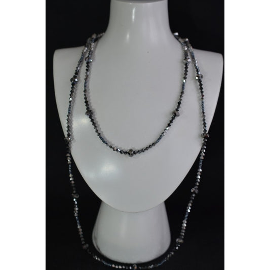 Crystal necklace, crystal light chrome 2x, hematite 2x