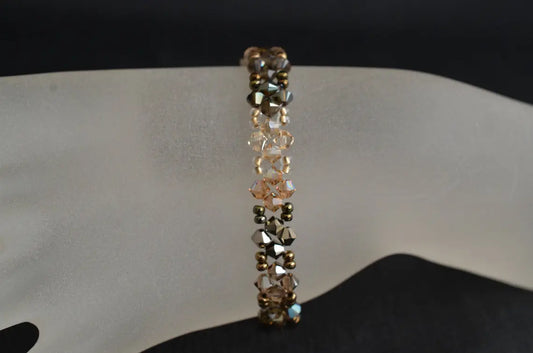 Crystal bracelet, brown, brown, beige