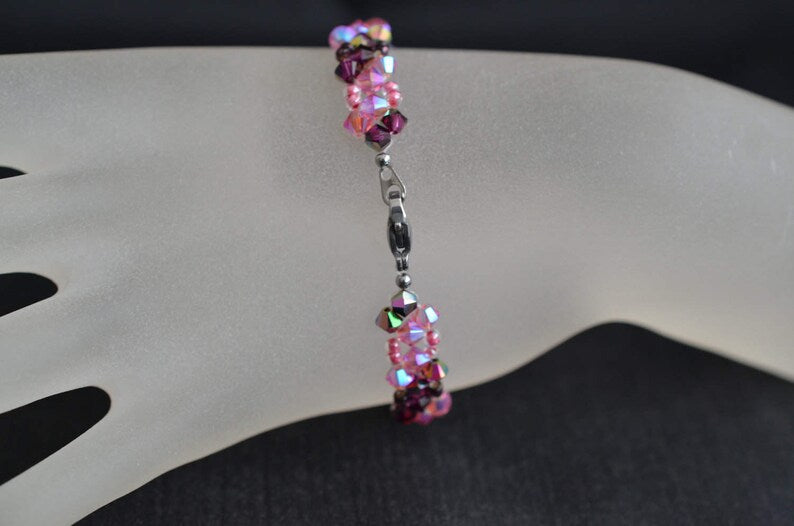 Bracelet cristal, fuschia ab, rose ab2x