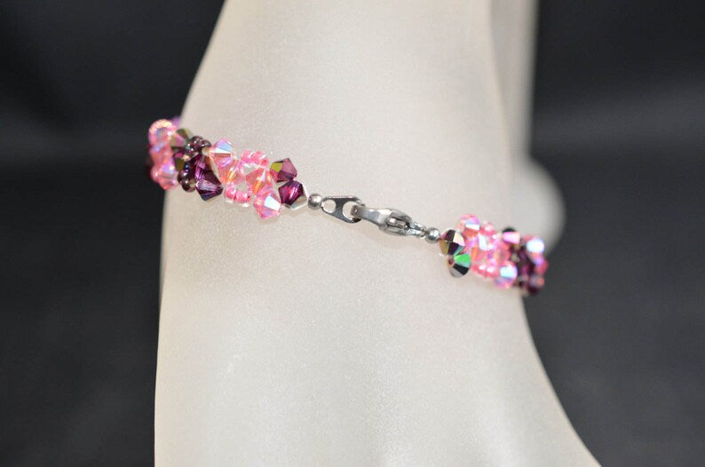 Bracelet cristal, fuschia ab, rose ab2x