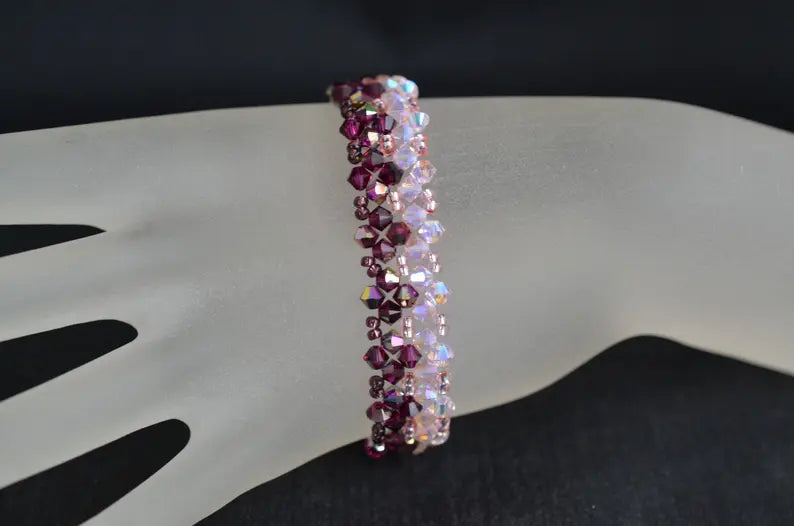 Crystal bracelet, fuschia electra, rosaline