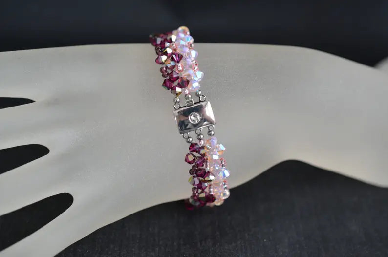 Crystal bracelet, fuschia electra, rosaline