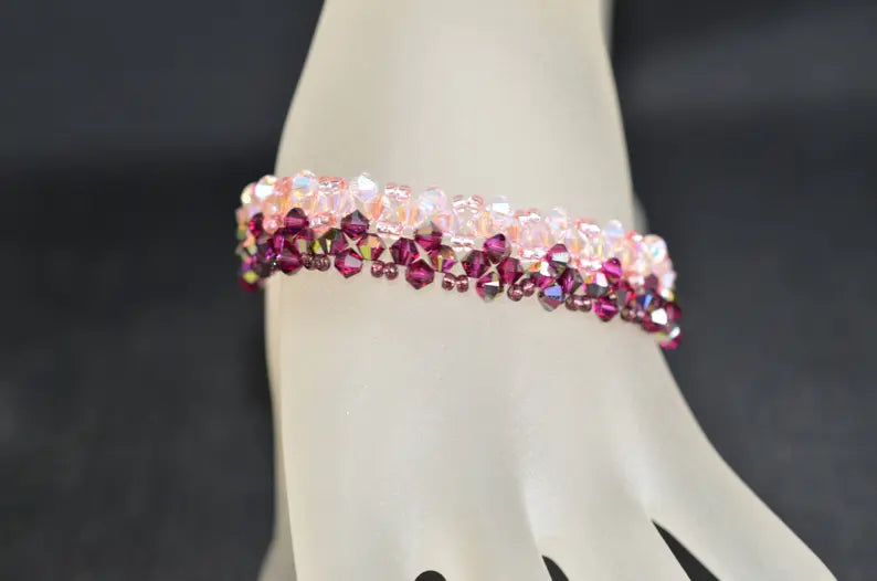 Crystal bracelet, fuschia electra, rosaline