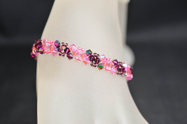 Bracelet cristal, fuschia ab, rose ab2x