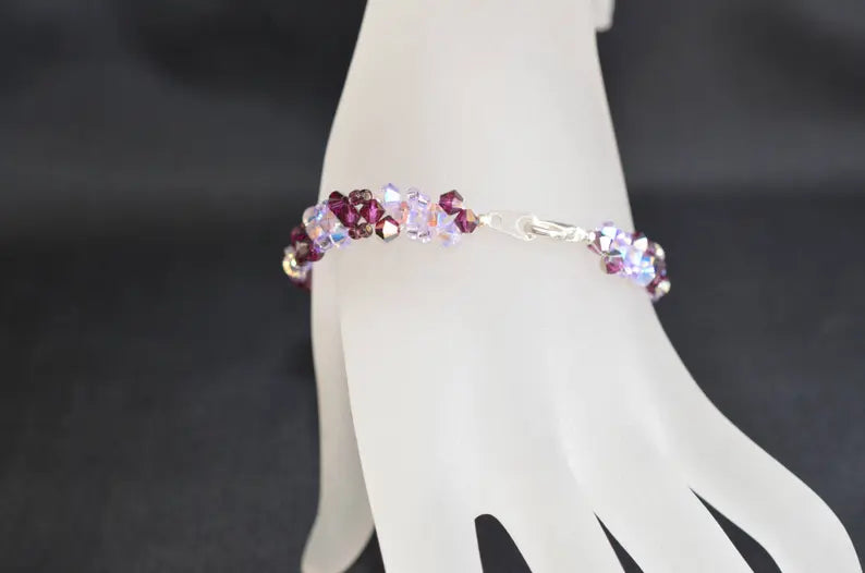 Bracelet cristal, violet ab2x, fuschia electra