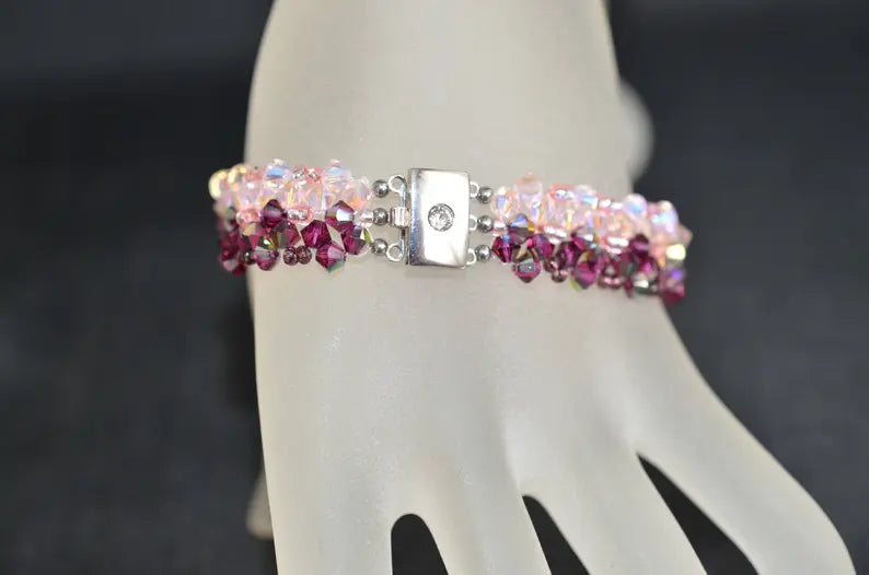 Crystal bracelet, fuschia electra, rosaline