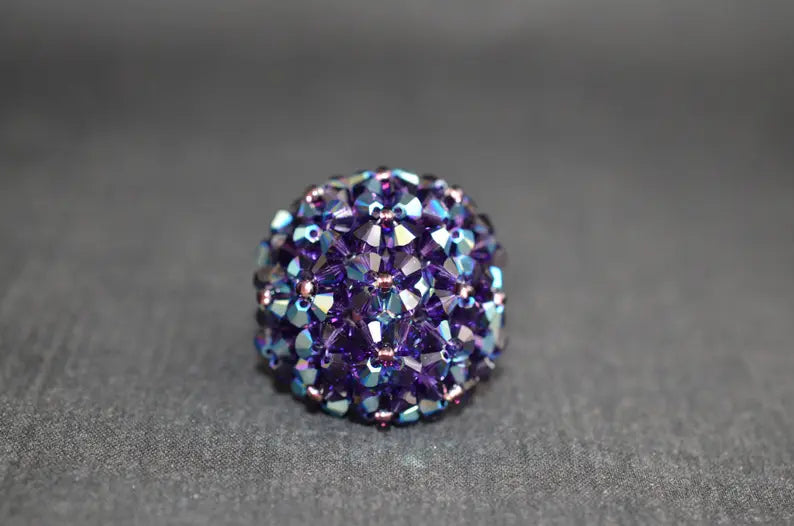 Bague en cristal, boule, purple velvet ab