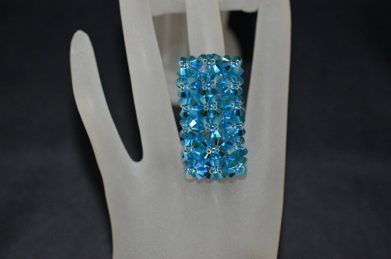 Crystal ring, women's jewelry, long ring, aquamarine ring ab2x, fashion