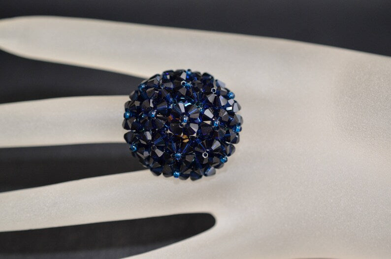 Crystal ring, dark indigo, blue