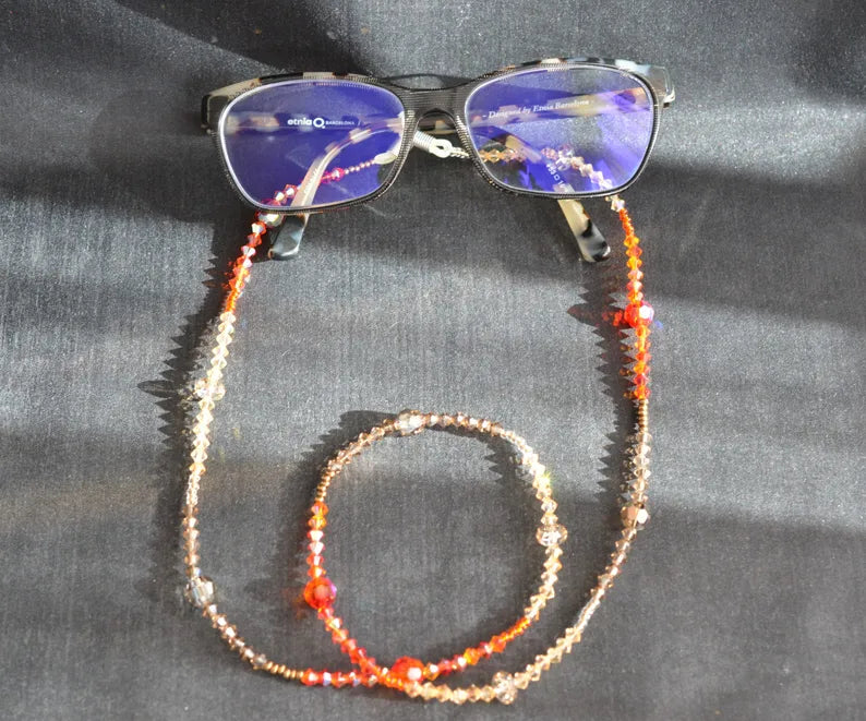 Crystal bezel cord, brown, orange