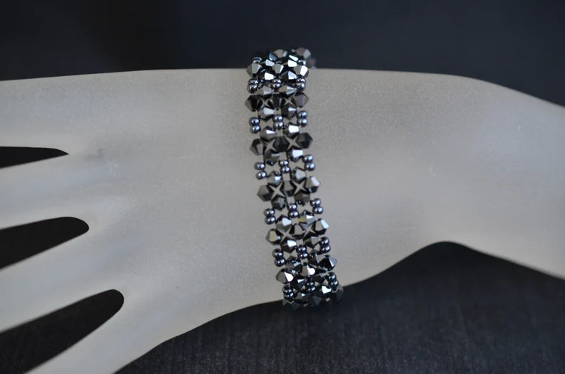 Crystal bracelet, hematite 2x