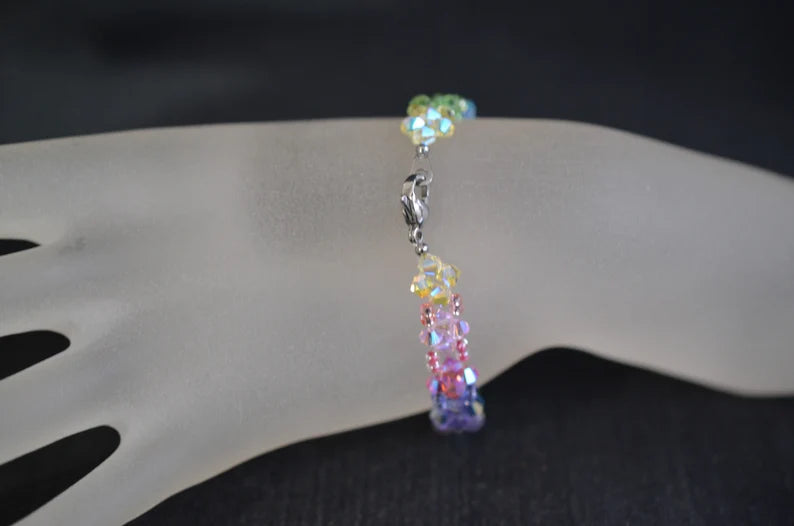 Crystal bracelet, rainbow, multicolor