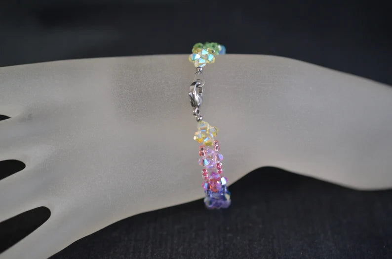 Crystal bracelet, rainbow, multicolor