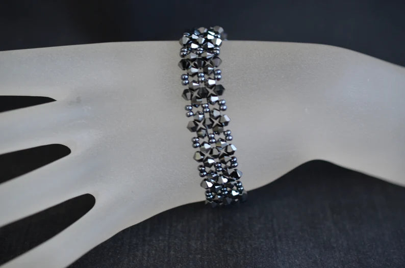 Crystal bracelet, hematite 2x