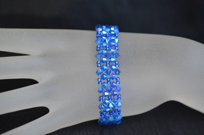 Bracelet cristal, manchette, accessoire mode, sapphire ab2x, femme