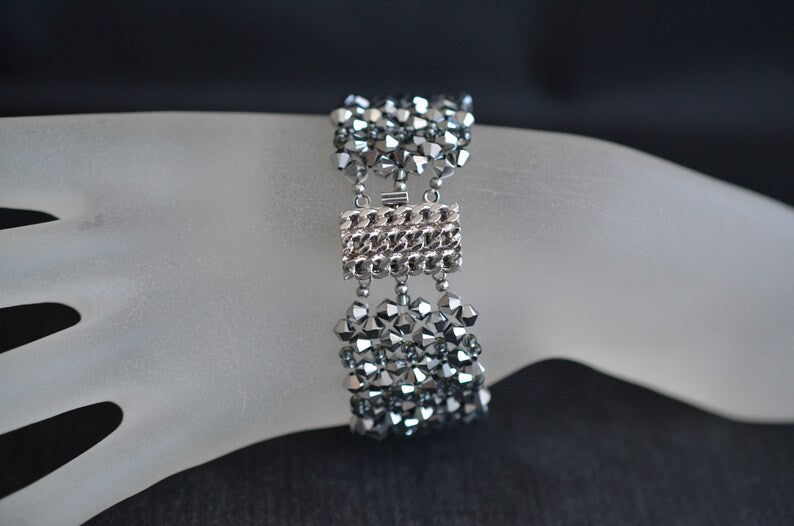 Crystal bracelet, extra large, light chrome ab2x