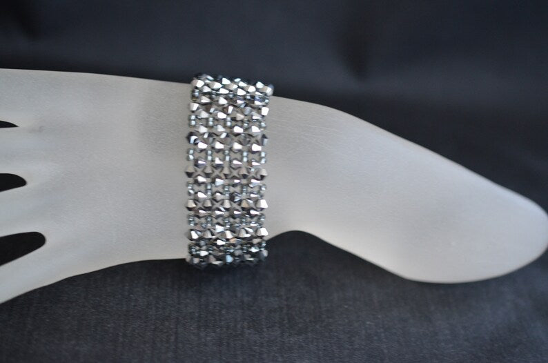 Crystal bracelet, extra large, light chrome ab2x